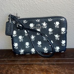 Coach Black & White Rose Wristlet